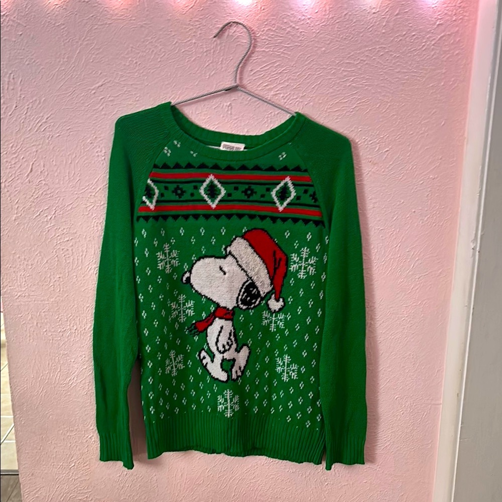 Peanuts Green Christmas Sweater